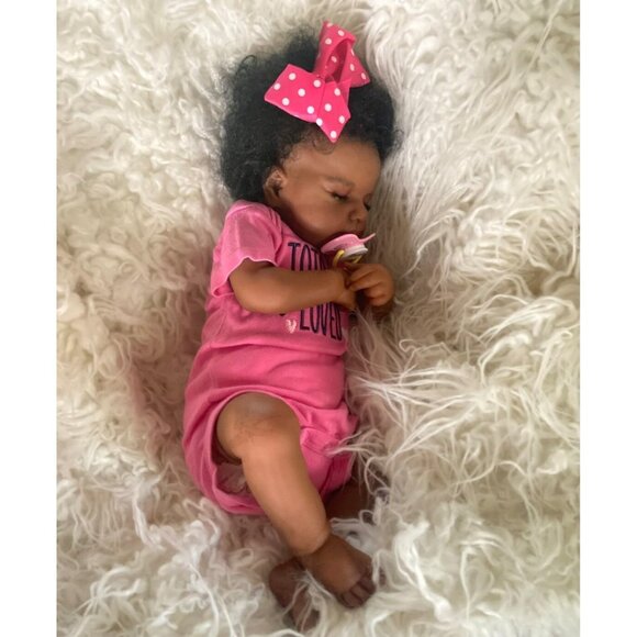 Reborn Baby Dolls Black Girl-20 Inch Realistic Newborn Baby Doll - Picture 7 of 8
